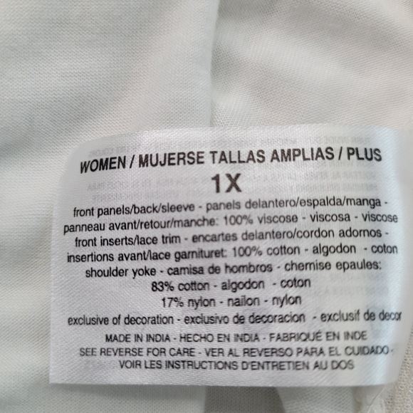 Vintage America White Embellished Long Sleeve Blouse 1X - Picture 8 of 11